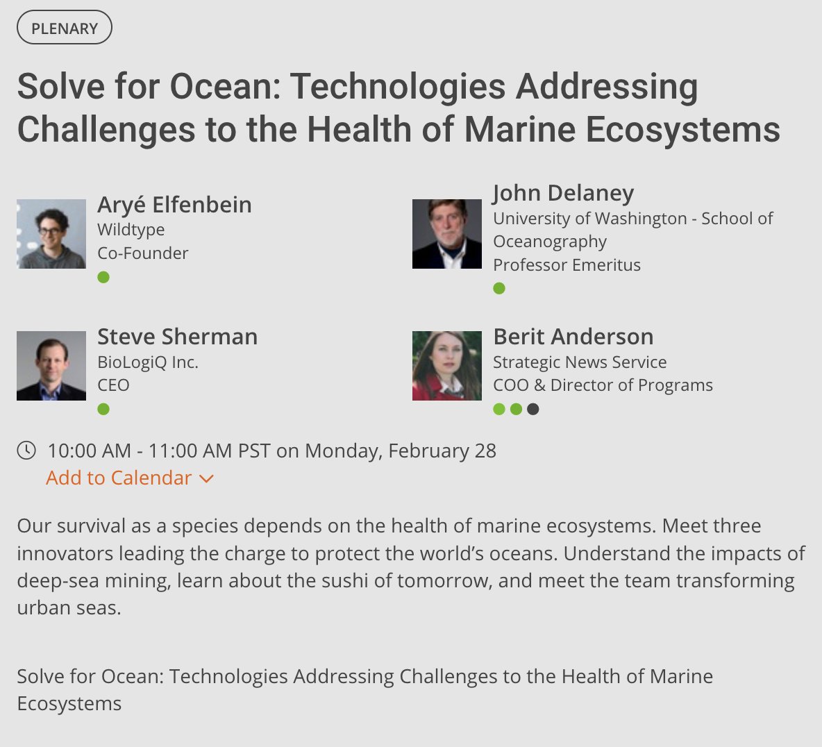 futureinreview's tweet image. Exploring #OceanHealth at #FIRE22 conversation "Solve for Ocean: Technologies Addressing Challenges to the Health of Marine Ecosystems" featuring @wildtypefoods @jr_delaney @berit_anderson and Steve Sherman. #FutureInReview

fire.futureinreview.com/meetings/virtu…