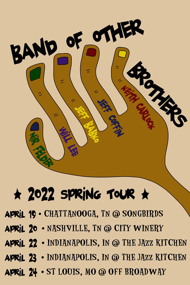 . @JeffCoffinMusic will be out on tour this April with the Band Of Other Brothers! For tour dates and tickets visit: jeffcoffin.com/tour