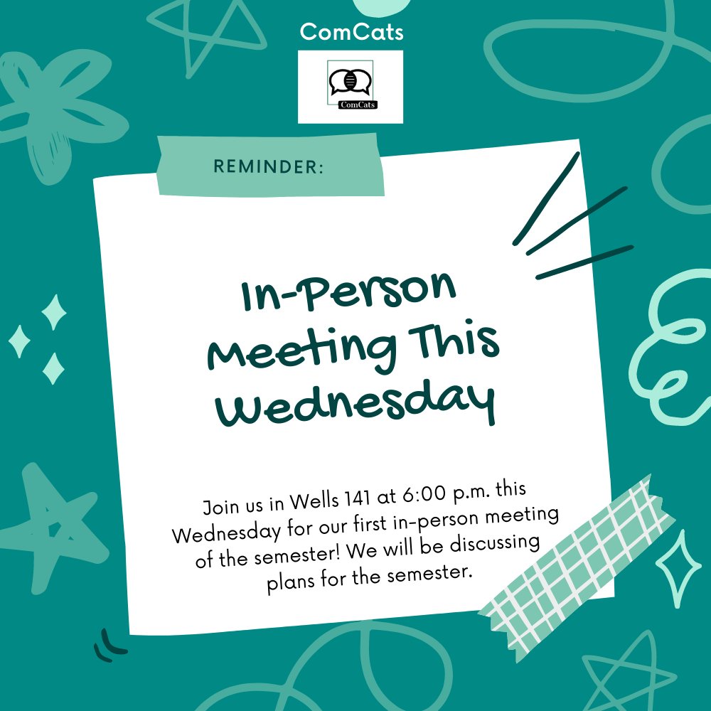 NWComCats's tweet photo. Reminder: ComCats meeting this Wednesday! https://t.co/JieusEKMZp
