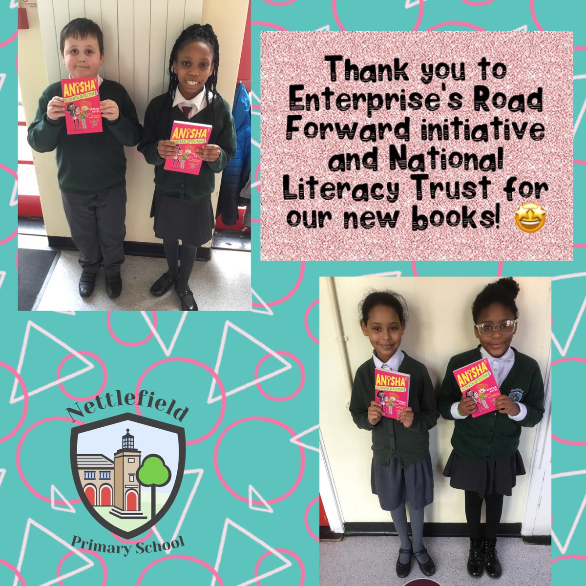 P5 were very excited to receive their new books about Anisha, an accidental detective who must save the day! 

Thank you to Enterprise’s Road Forward Initiative  and the National Literacy Trust for these books! 🤗🎉

<a href="/enterprisecares/">EnterpriseRentACar</a> <a href="/Literacy_Trust/">National Literacy Trust</a>