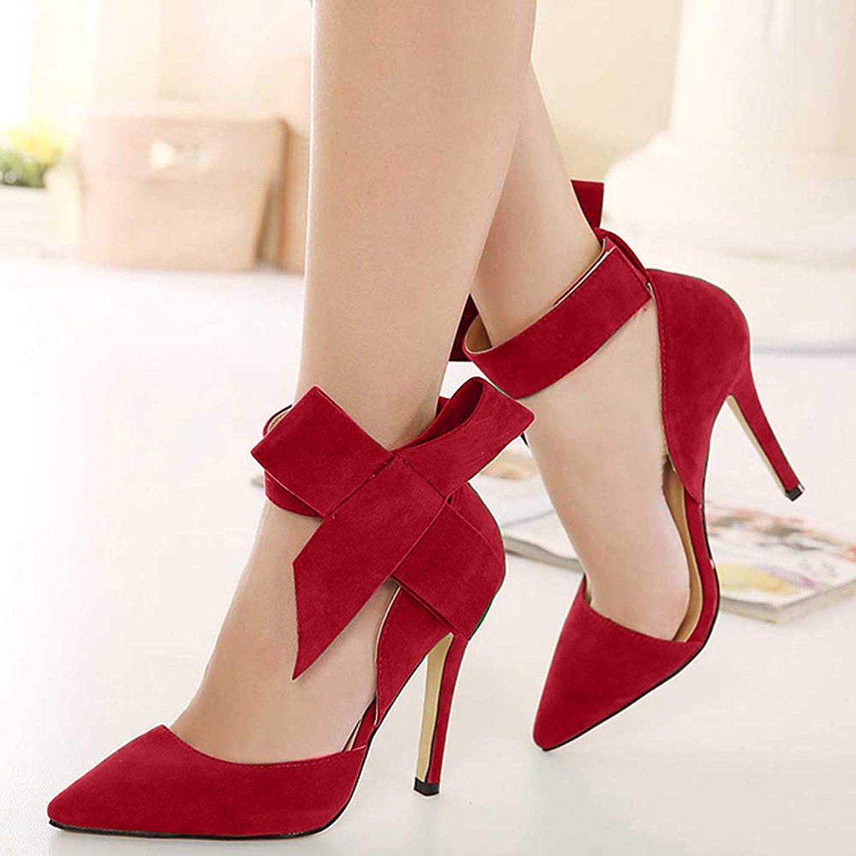 Aanny Wedding Dress Pumps for Women, Fashion Women Pointy Toe High Heel Stiletto Big Bowknot Dress Pumps Ankle Strap...

...is.gd/YqYsWq