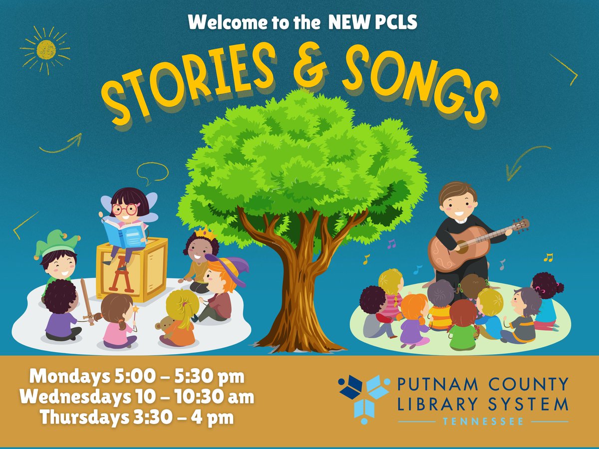 PutnamLibraryTN's tweet photo. Stories and Songs begin anew! Starts March 2nd. Choose a time that works best for you and be a part of our #BookCommunity ! #PutnamCountyLibrarySystem #LibraryPrograms https://t.co/DttTulVAnS