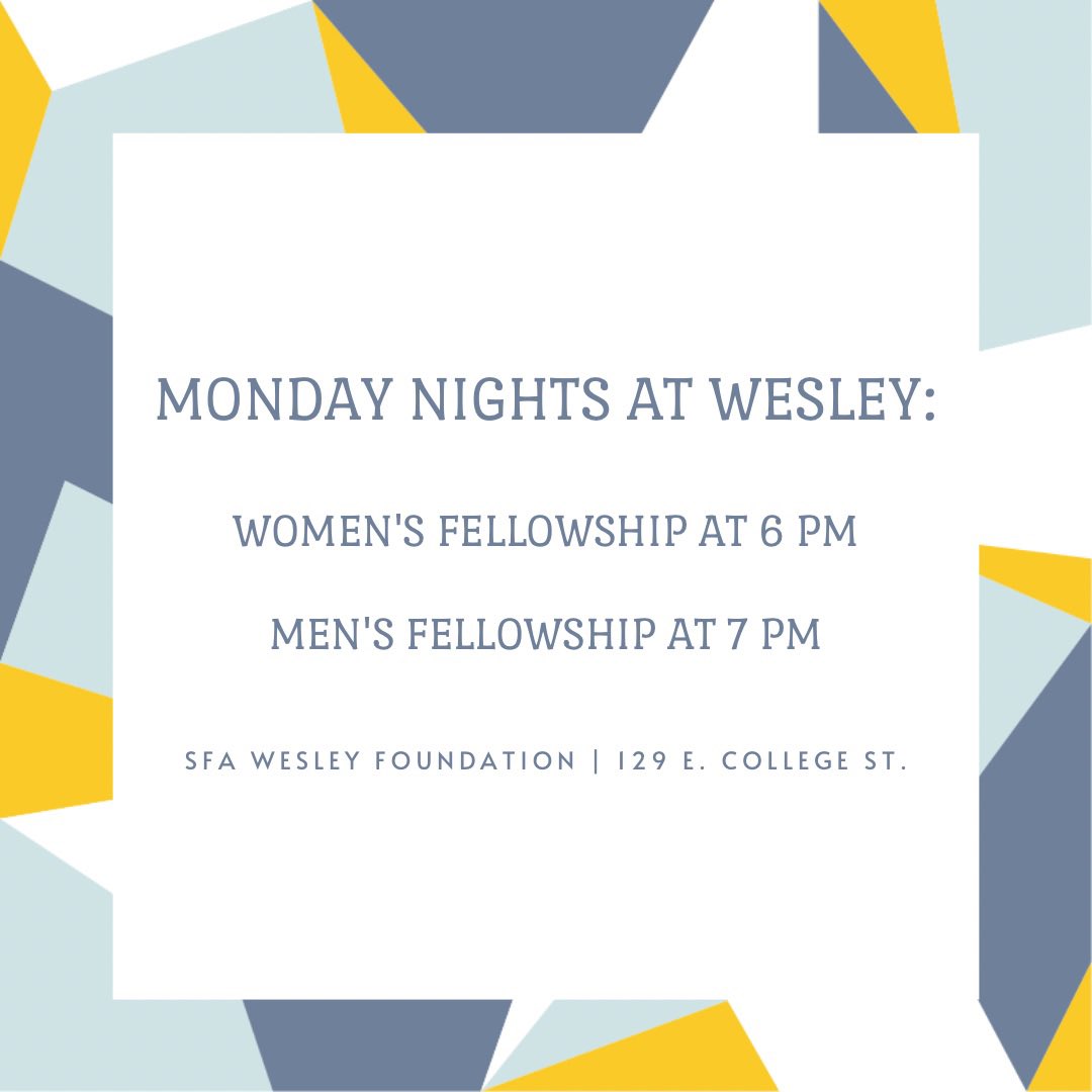 Come join us for our fellowship night tonight! #sfawesley #sfa22 #sfa23 #sfa24 #sfa25