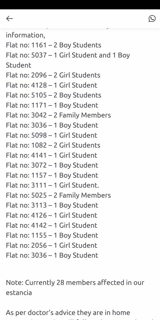 LazyGuy840's tweet photo. @SRM_Univ  called us in January and they know the outcome.These is just a small list of students infected and many more have been infected just because of their stunt and now they are again calling us shamelessly back. #srmforcingofflineclasses  #SrmAgainstStudents #BoycottSRM https://t.co/d3t3JGDOOj