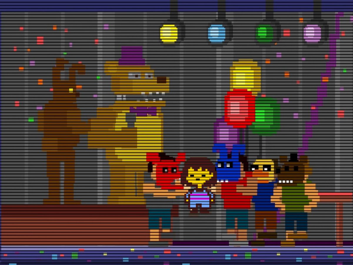 Random_Frisk's tweet photo. *These mean kids are bringing you to the big yellow bear on stage.
*Seeing his mechanical jaw from up close fills you with dread...
#UNDERTALE #FNAF https://t.co/JQyaQSzDmy