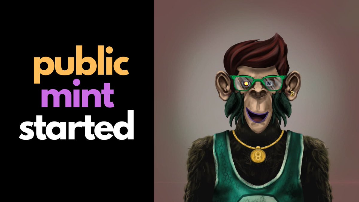 Public Mint is Live 🥰🥰
Mint Now: solanamonkeyapes.com
#solanamonkeyapes #sma #SolanaNFTs #NFTs