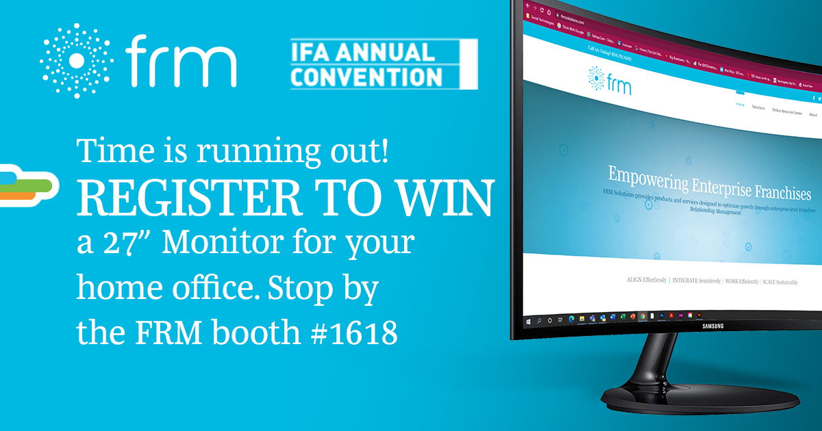 FRMsolutions's tweet image. #IFA2022 attendees, time is running out to register for our 27" monitor give-a-way. #franchising #franchise #franchisedevelopment #convention #franchiseconvention #franchisecommunity