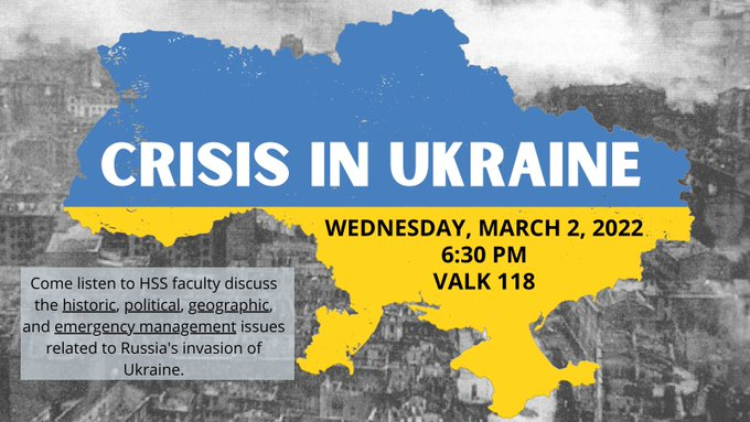 CRISIS IN UKRAINE: Panel discussion sponsored by HSS.

Wednesday, March 2
6:30 PM | Valk 118