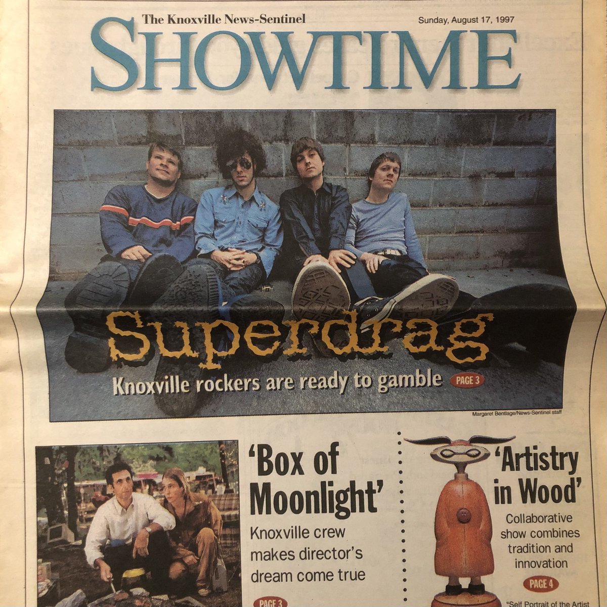 The Knoxville News-Sentinel, Sunday, August 17, 1997. #Superdrag #DonCoffeyJr #TomPappas #JohnDavis #BrandonFisher #HeadTripInEveryKey #KnoxvilleRockersAreReadyToGamble