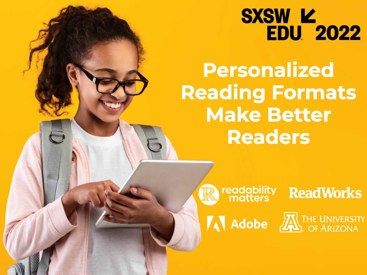 ReadWorks is thrilled to be joining <a href="/ReadabilityMtrs/">Readability Matters</a>, <a href="/Adobe/">Adobe</a>, and <a href="/uarizona/">University of Arizona</a> at #SXSWEDU taking place March 7-10, 2022. Register now: sxswedu.com/attend/
⁠•
#edtech #technews #PanelPicker ⁠#sxsw #edtechchat #readingcomprehension #ela #elachat