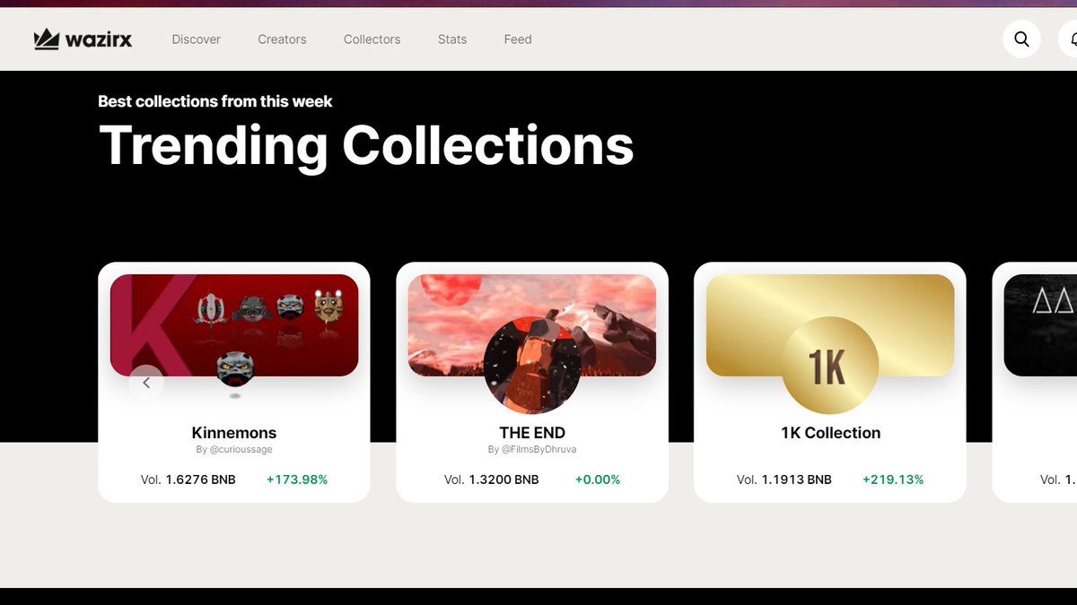 DhruvaDevara's tweet photo. 'The End' trending on WazirXNFT before 70% of the collection has even been minted.
Very grateful to the holders! 

#nft #nfts #wazirxnft #binancesmartchain #bnb #nftcreator #nftcollector #nftshortfilm https://t.co/VinRB348Yt