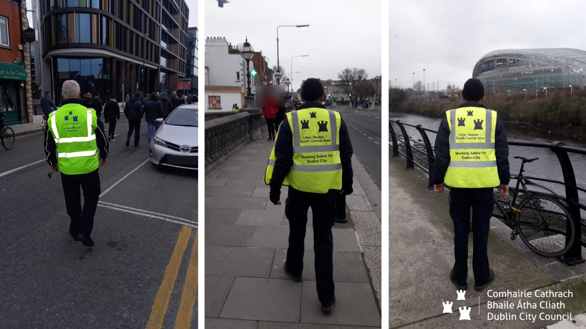 DubCityEnviro's tweet photo. Our Litter Wardens were out & about at the Aviva Stadium over the weekend, patrolling & enforcing the Litter Pollution Act. Anybody found in breach of this act can be issued with a β¬150 fixed penalty notice. #wastemanagement @DubCityCouncil #KnowYourAct #litter #enforcement https://t.co/JhVZM0icZx