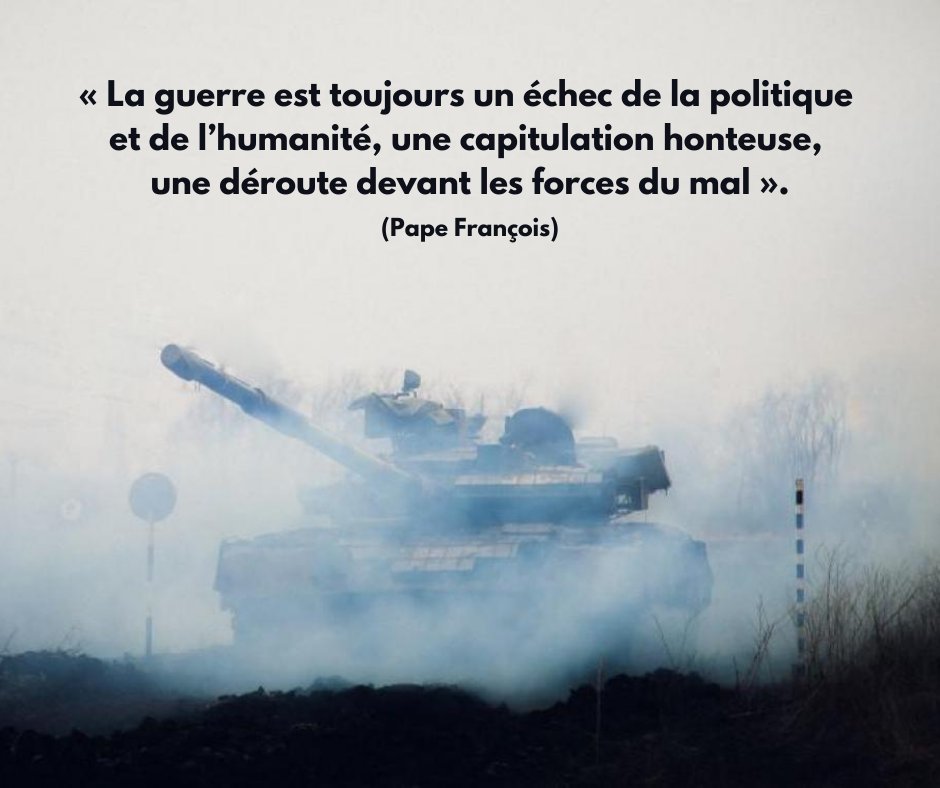 abbeamar's tweet photo. "Celui qui décide que sont épuisés tous les moyens pacifiques que le droit international met à disposition, celui-là assume une grave responsabilité devant Dieu, devant sa conscience et devant l'Histoire" (Jean Paul II). #UkraineRussiaWar https://t.co/nKrMfAlNKz