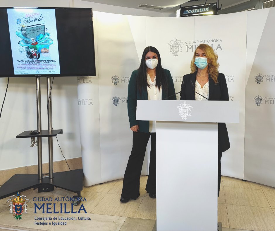 cultura_melilla's tweet photo. La consejera de Cultura ha presentado junto a María Mendoza, el espectáculo 'Dibulandia', que llegará al Teatro Kursaal este fin de semana con la participación de grandes artistas locales.
Entradas a la venta mañana, en taquilla y https://t.co/pzaXZE1Skl
#música #Melilla @l_circe https://t.co/wWb0ruxi1V