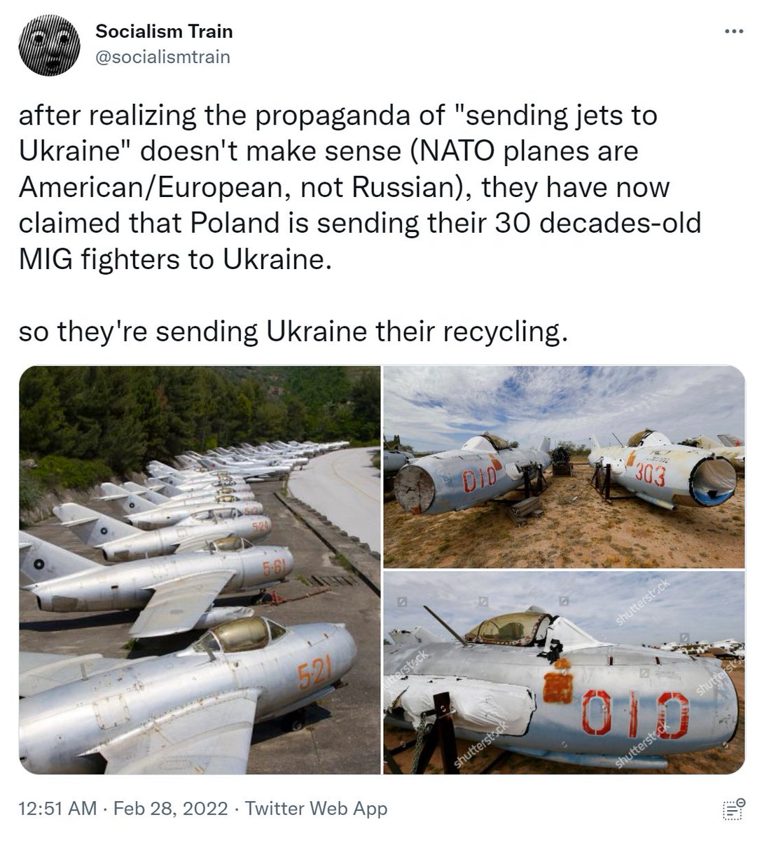 OSTRZEŻENIE: Obserwujemy wzmożoną aktywność profili napędzających putinowską propagandę próbującą bagatelizować polską pomoc dla walczącej Ukrainy. Są tak leniwi, że dodają stockowe zdjęcia. Prosimy o zgłaszanie profilu: x.com/socialismtrain na Twitterze.