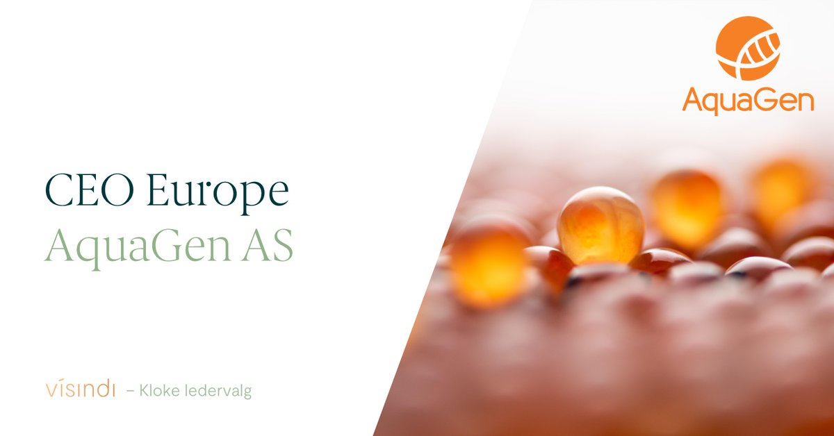 Vi ser etter en strategisk, handlekraftig og engasjert CEO for AquaGen Europa. Er det deg? visindi.no/stilling/ceo-e…

#madeinnorway #såkornforlivskraft #ceo #sammenomoppgaven #ansvarlighavbruk #rognproduksjon #detrødegullet #dennorskekoden
