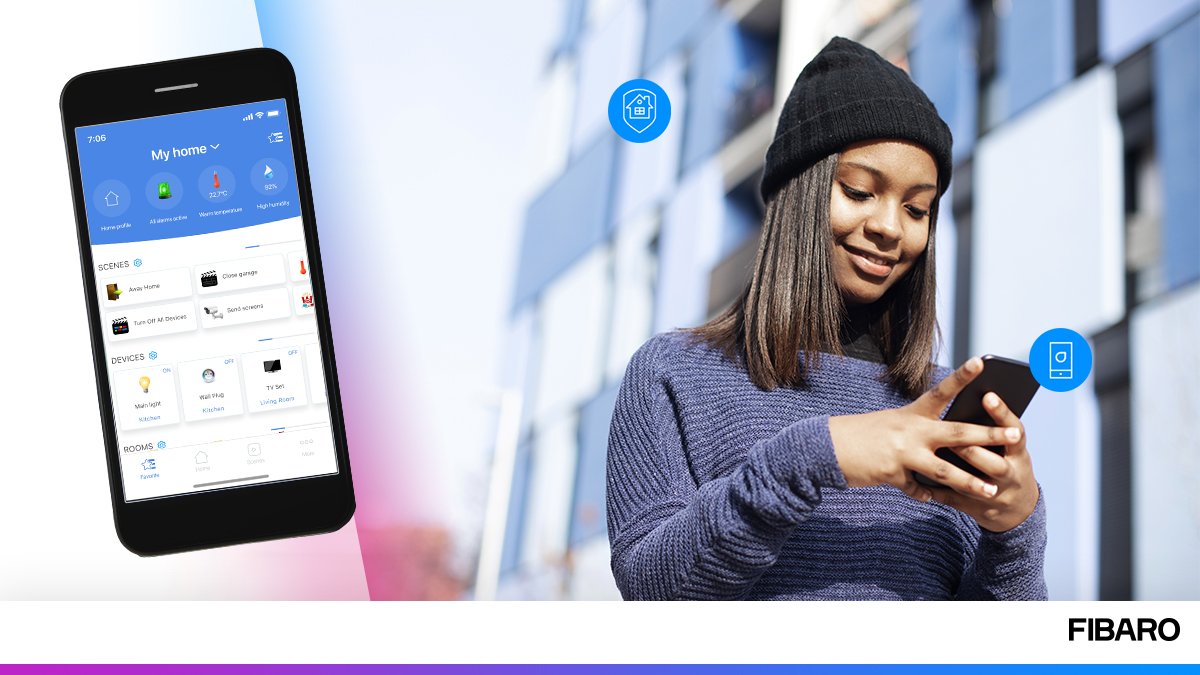 Evinizde her şeyin yolunda olduğundan emin olmak istediğinizde, tek yapmanız gereken #FIBARO Akıllı Ev uygulamasını açıp hızlıca bakmak. Kilometrelerce uzakta olsanız bile 😉