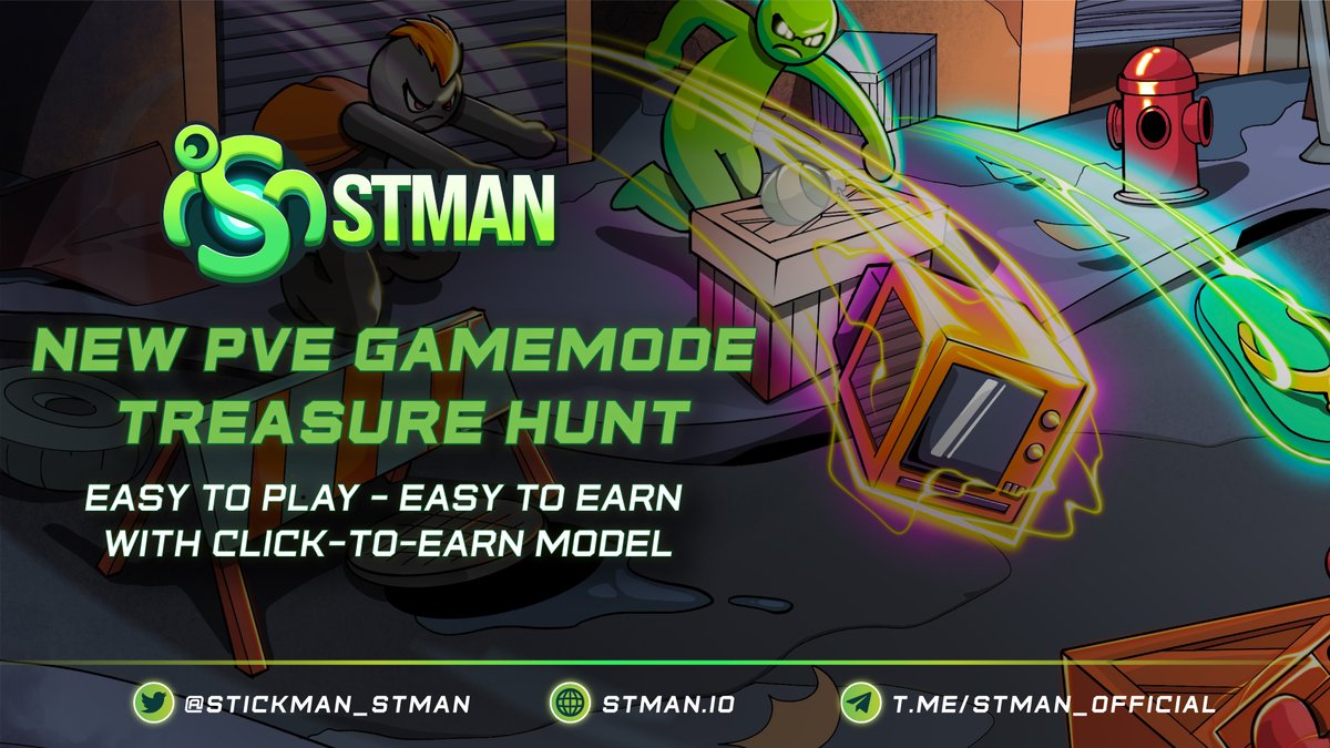 Stickman_STMAN's tweet photo. 📣PvE GAME MODE coming soon📣

The previous poll shows us the great interest of you guys in PvE game mode, so our team came to the conclusion to add a new PvE game mode, the so-called 'Treasure Hunt',  to #STMAN gameplay.

More info will be updated. Keep watching!!!✨ https://t.co/TZ8NFh8zgP