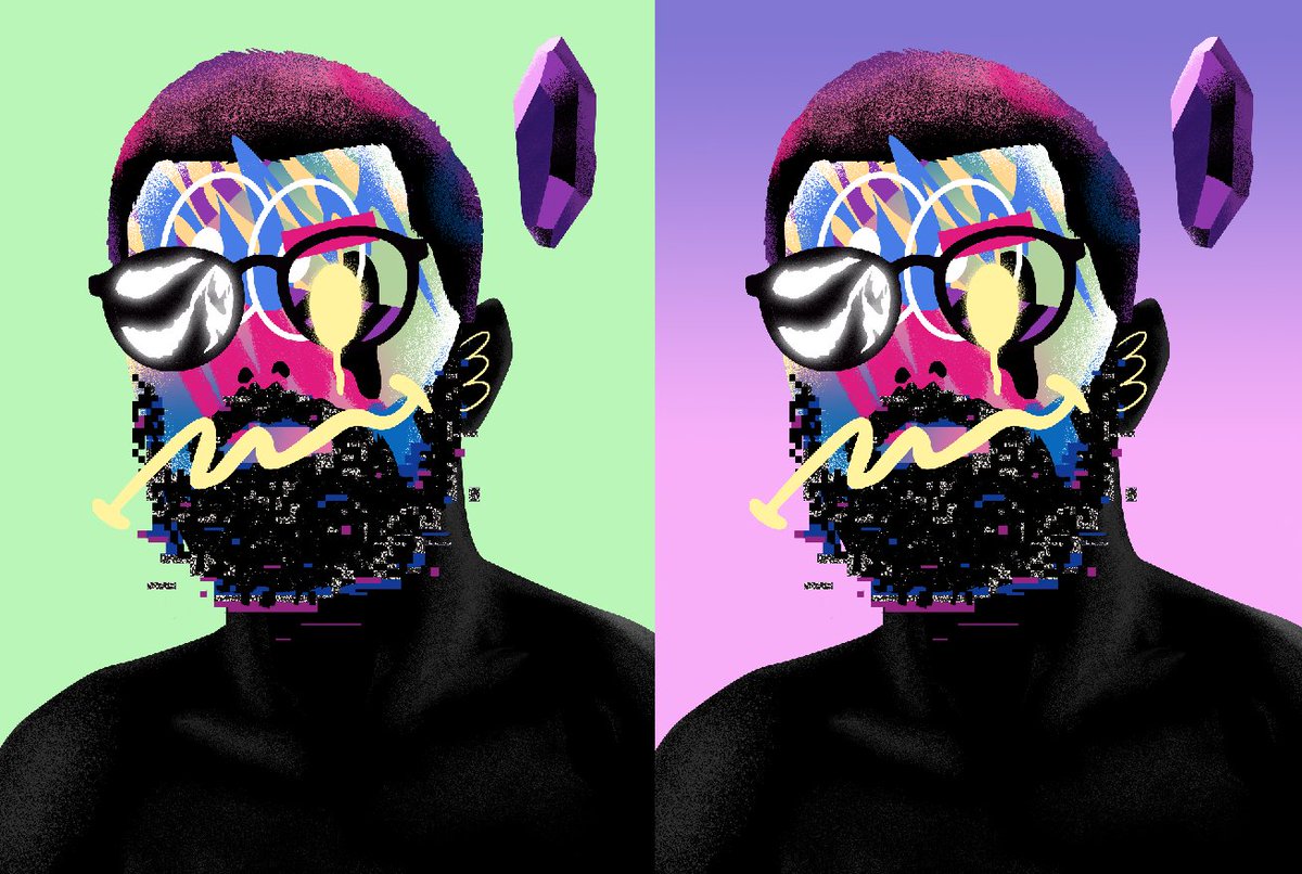 AndyGellenberg's tweet photo. Been working on this abstrakt #phaces portrait of the legend @fvckrender #phaces #fvckcrystal 
Which background do you like better? 

comment green or gradient👇 https://t.co/uOQbsO9gOr