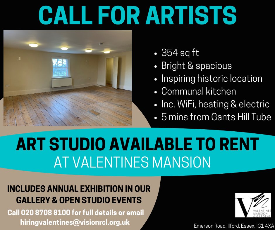ValMansion's tweet photo. Up for grabs!  Prime studio space for artists in Valentines Mansion - contact us for full details #callforartists #artistsstudio #studioart #redbridge #redbridgeartists #gantshill #Ilford #Essex #ValentinesMansion https://t.co/OiQmvB9WzW