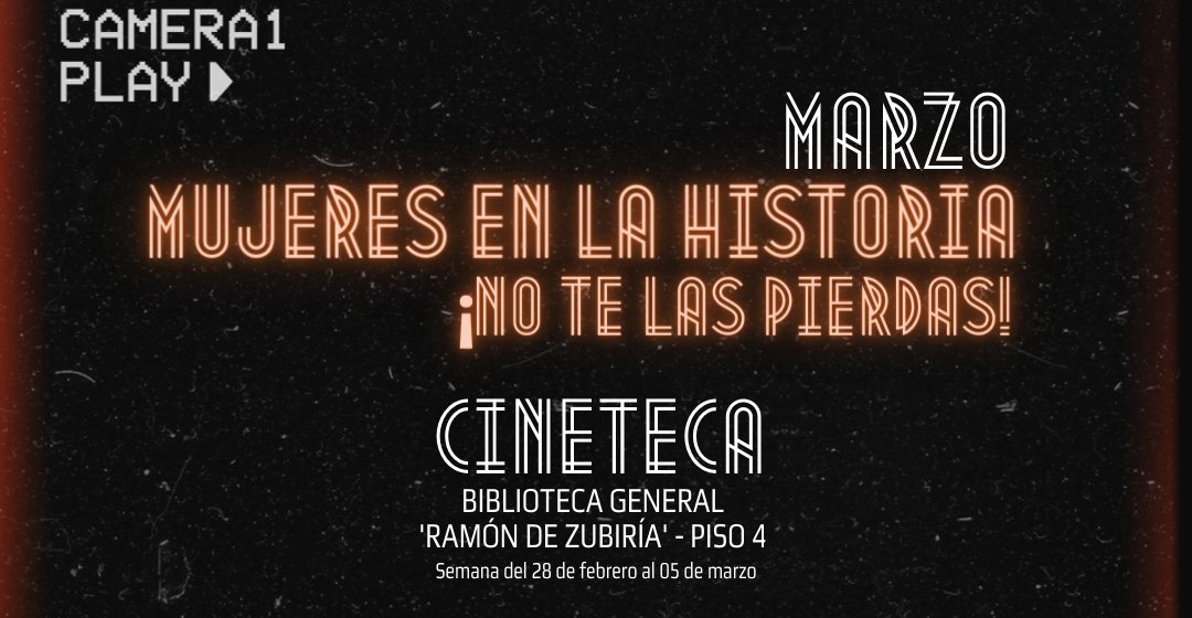 Uniandesbiblio's tweet photo. 🎥👭Comenzamos un nuevo mes con películas de Mujeres en la historia. Prográmate en nuestra #CinetecaUniandes👈🏼🚺
¡No te las pierdas! 🎫
Biblioteca General - piso 4
#BibliotecaUniandes #UniandesSoyYo #VolverAlCampus https://t.co/iVmmBeA8Ez