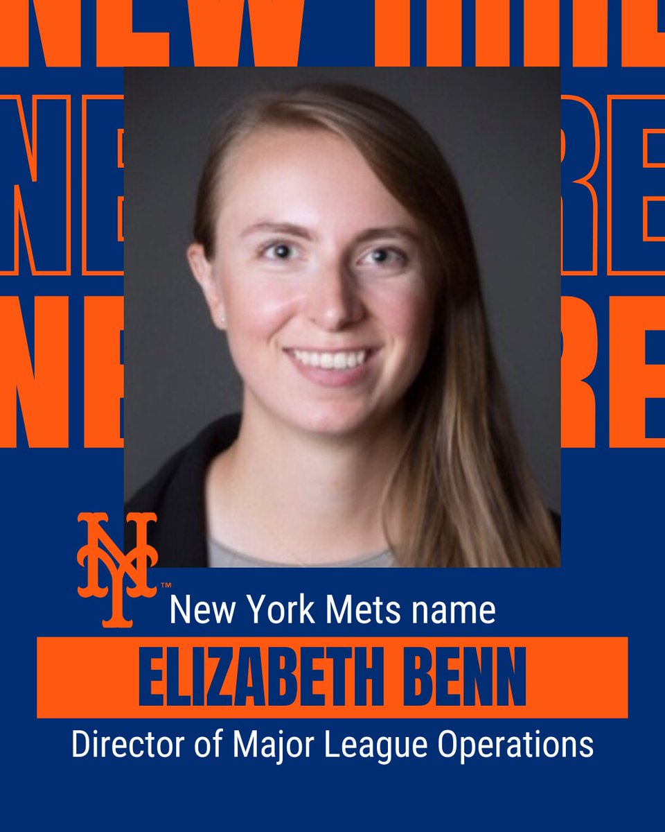 SBJ's tweet image. The @Mets named Elizabeth Benn their new Director of Major League Operations. 

Benn will become the highest-ranked woman in baseball operations in club history 👏