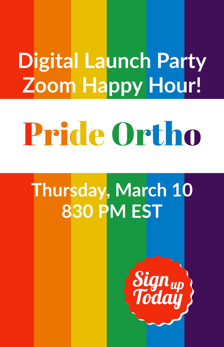 🏳️‍🌈We will be having a @pride_ortho Launch Party March 10th at 8:30pm EST. Register here: prideortho.org/event-4637009 🏳️‍🌈We hope to see you there! 🏳️‍🌈Check out our website and sign up for membership!