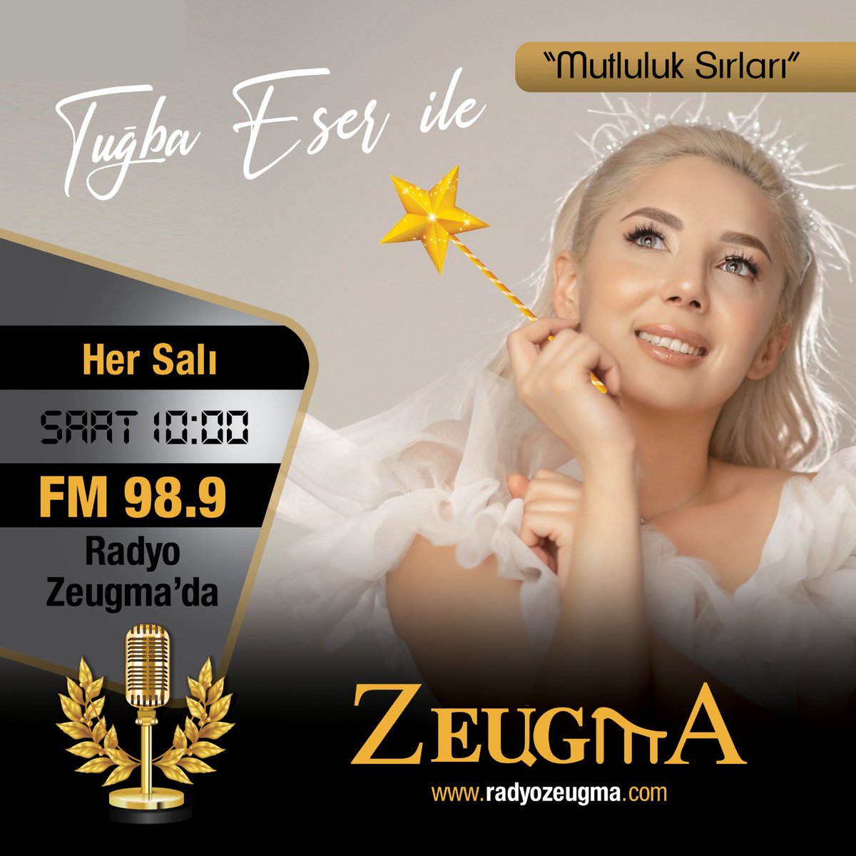 Radyo Zeugma'da Tuğba Eser ile 'Mutluluğun Sırları' programı her Salı Saat 10:00 ile 12:00 arasında FM 98.9 ve radyozeugma.com 'da sizlerle olacak. Sakın kaçırmayın...  🎧📟🎤🎙💫💯 #gazi̇antep #radio #zeugma #müzik #muzik #müzikkutusu #muzikkutusu #hediye #hediyekutusu