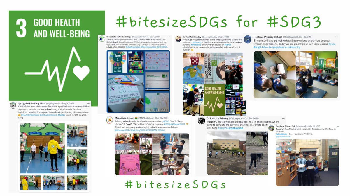 bitesizeSDGs's tweet photo. We see all the brilliant bite-sized connections made to #SDG3 shared by schools around the world 👏

We urge you to stay motivated &amp; continue to inspire generations towards achieving the #SDGs &amp; #GoodHealth &amp; #Wellbeing

Tag #bitesizeSDGs as 'Collaboration is Multiplication.' https://t.co/CROXnvgu4l