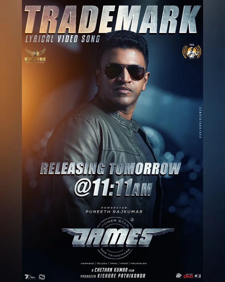 BKGOWDA25's tweet photo. I was eagerly waiting for updates from james movie and finally one lyrical song is releasing  tomorrow at 11:11am, coundown starts for first song from james movie.
#James #PuneethRajkumarLivesOn
#PuneethRajkumar𓃵 https://t.co/OD7poE9L2z