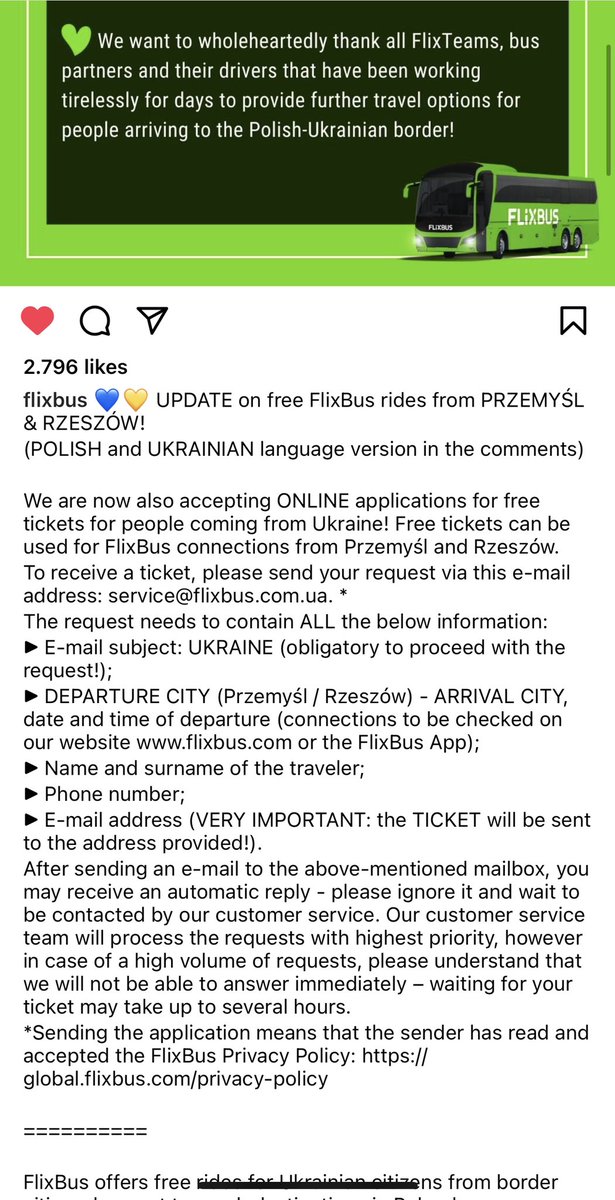 sofivanehz's tweet photo. @ihatewhatihate @KyivIndependent If there’s something where you are, I’ve read that flixbus is offering free rides: https://t.co/fN5fvfAefs https://t.co/E1qvJFkDl6