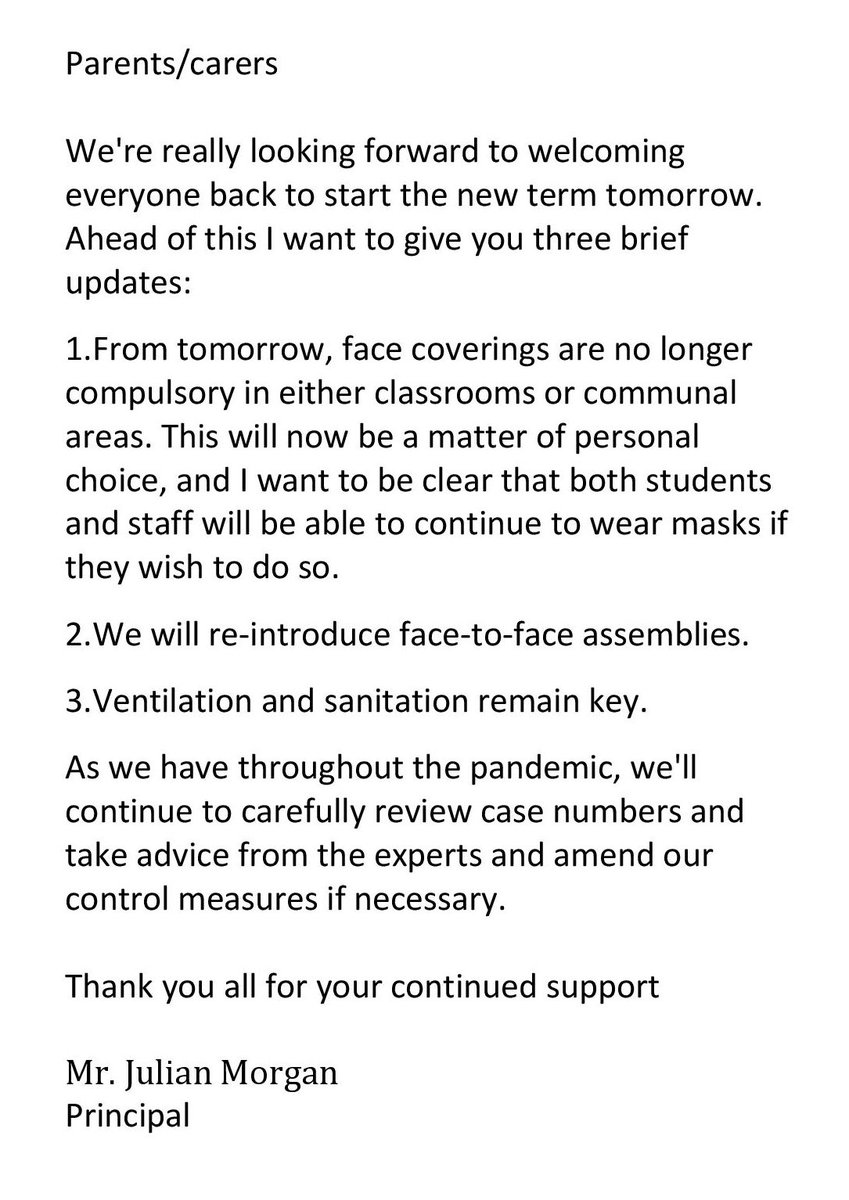 DevizesSchool's tweet photo. Message from the Principal today. π
#beingDevizes https://t.co/YCEHtey2Wo