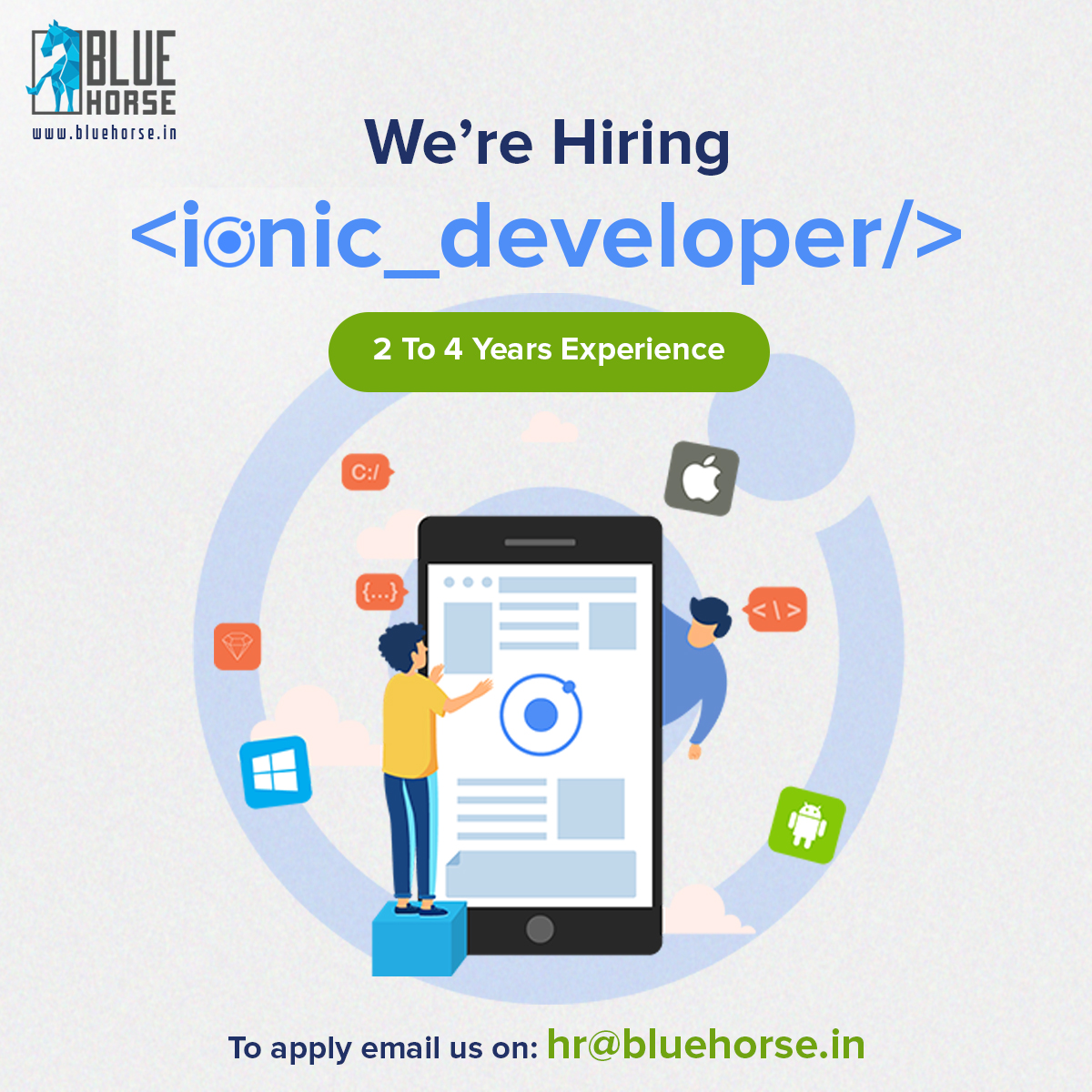 BlueHorse_sw's tweet photo. We are hiring IONIC developers.
To apply send your CV to hr@bluehorse.in
For more details please visit:- https://t.co/sWnq4KaHLX
Preference would be given to the Kolkata-based candidates.
#jobvacancy #HiringNow #hiring #IONIC
#ionicdeveloper #bluehorsesoftware #bluehorse
#career https://t.co/vN7JtmB3oi