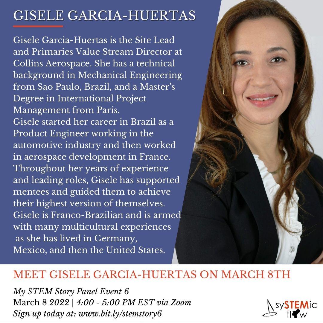 sysTEMic_flow's tweet photo. Meet one of our panelist Gisele Garcia-Huertas for our My STEM Story event on Tuesday, March 8 from 4:00-5:00 PM EST✨Join us for a continuation of our speaker series highlighting BIPOC women in https://t.co/eao9lgHPGR don't want to miss this🔖.🚨Register  https://t.co/38TY98TWFn https://t.co/mBMzNJGV3T