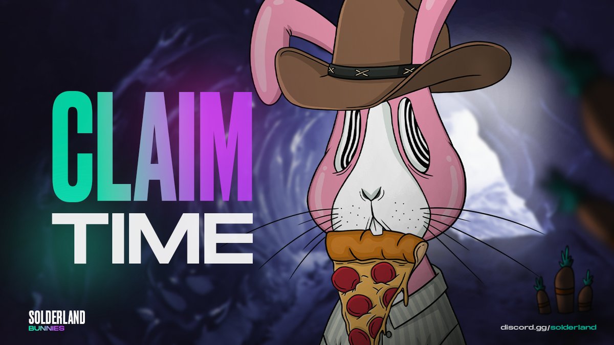 Solderland's tweet photo. The total amount of reward allocated to Solderland mines today is 10 Solana, 9000 SLDR Tokens and 900 Magic Carrots.

Digging of the Solderland Mines have been completed. You can claim your rewards. The next digging will begin at 10 PM UTC. Bunnies will rest now to work again. https://t.co/WzSfz7CWQC