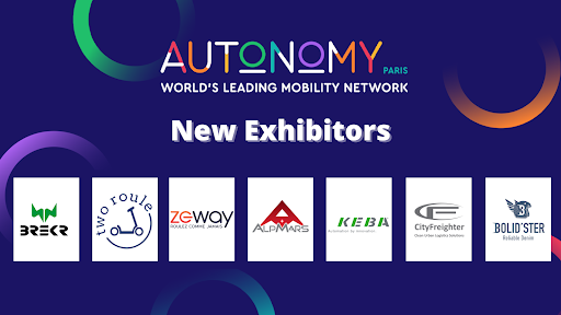 AUTONOMY's tweet photo. We welcome 7 new Exhibitors  for our upcoming event at Autonomy Paris on March 16th-17th, 2022 ! 
 
@cityfreighter  
@bolidster  
@KEBA_Group
@zeway_official  
AlpMars  
@two_roule 
Brekr 
 
📢 Meet us at Autonomy Paris https://t.co/A5mN8jpvOY https://t.co/M852aqkqTp
