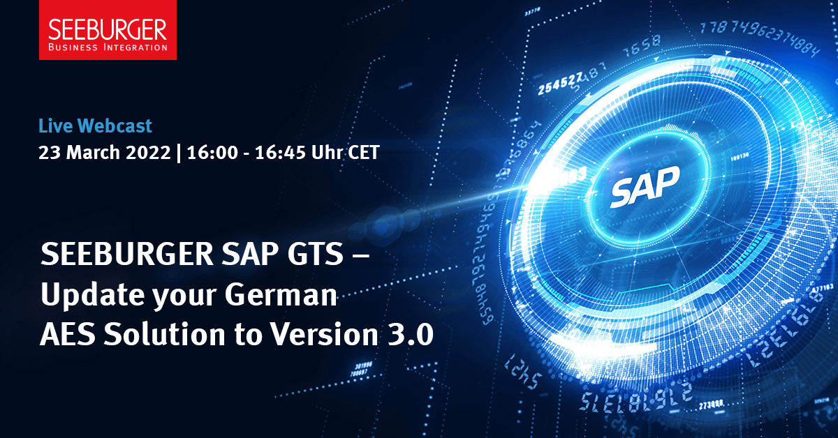 SeeburgerNews's tweet photo. An ⚡️ update of your German AES solution to version 3.0 ⚡️ is necessary, as already announced by German customs.

Be informed and learn about the update of your AES solution in #SEEBURGER BIS 6:

📅 23. March | 16:00 - 16:45 CET
➡️ https://t.co/KHnnPz1Vda

#SAPGTS #GlobalTrade https://t.co/OYxQrdOhTU