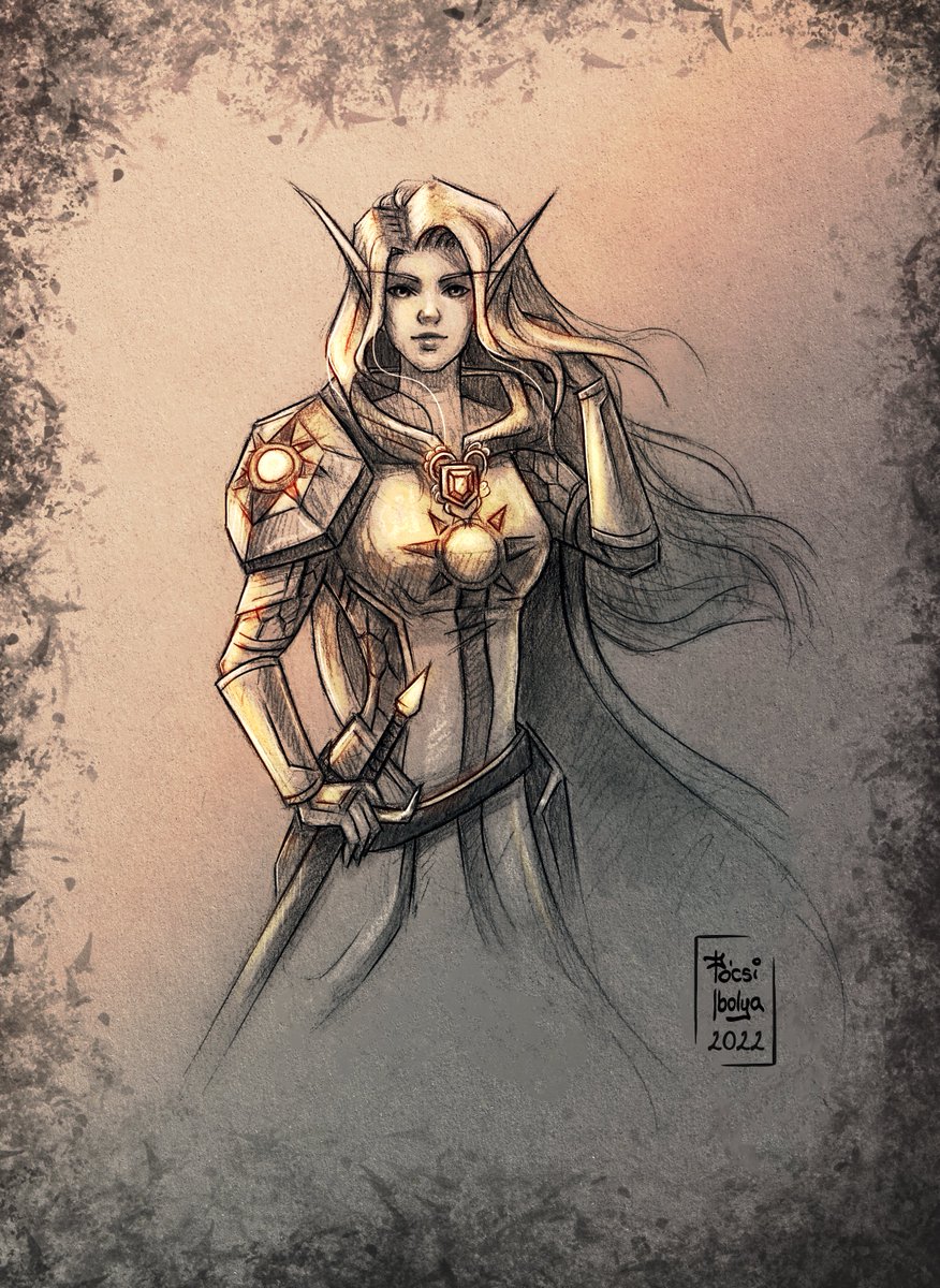 Darkenaz's tweet photo. Blood elf paladin on grey toned paper. I hope you like it 😊

Commissions: Open

#sketch #traditionalart #pencilart #pencilsketch #bloodelf #Elf #fantasy #worldofwarcraft #Fanart #gameart #fantasyart #drawing https://t.co/lgvNp5tHnI