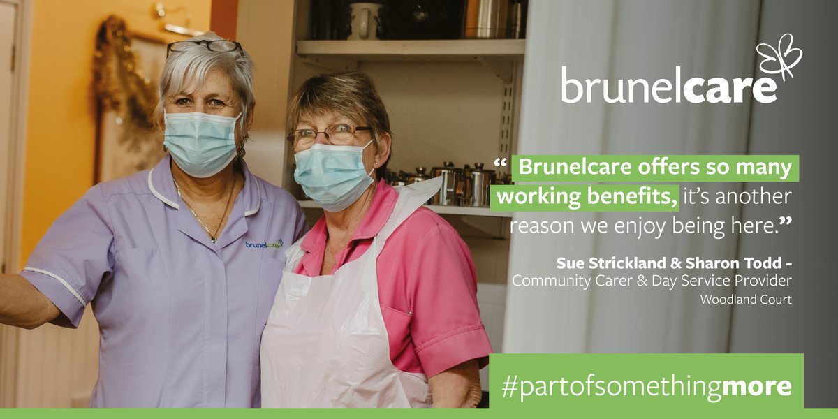 Brunelcare's tweet photo. "Brunelcare offers so many working benefits, it's another reason we enjoy being here." - Sue Strickland and Sharon Todd, Community Carer and Day Service Provider, Woodland Court.
Find your #PartOfSomethingMore and apply to join our team today:
https://t.co/GDFWAoS1JS https://t.co/8x6GKEVJnS