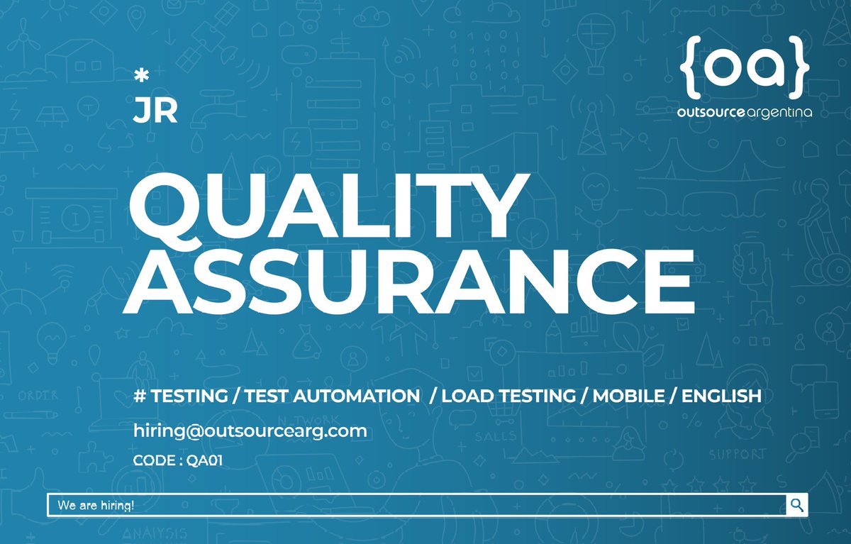 Outsource Argentina is looking for a QA engineer to help us create cutting edge software products.
#QA #HIRINGNOW #Testing
outsourcearg.com/en/2022/02/25/…