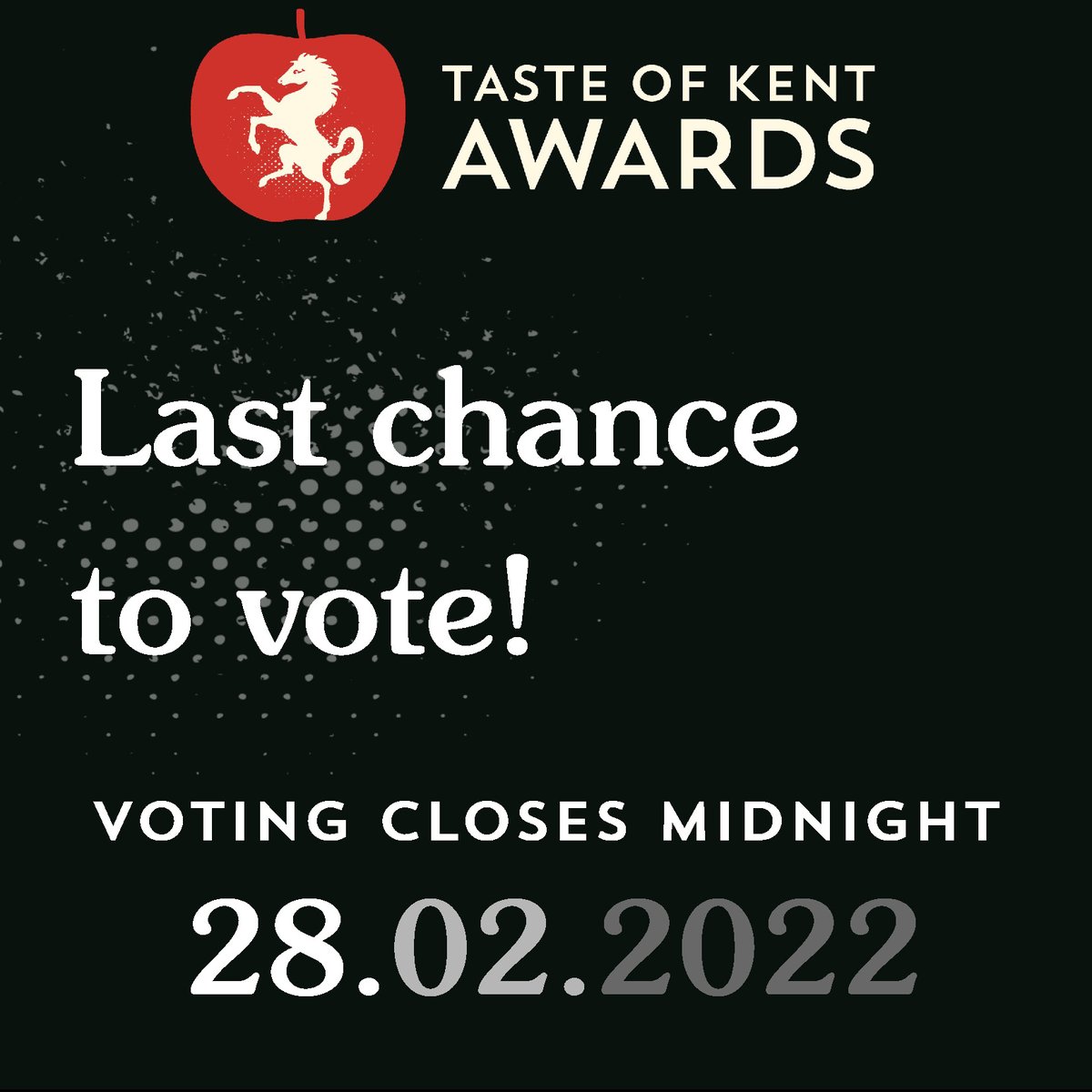 It's your last chance to vote! 

The Taste of Kent Awards are sponsored by <a href="/Se_Railway/">Southeastern</a> 

Vote here: tasteofkentawards.co.uk/awards

#TOKA22 #tasteofkentawards #lovekent #producedinkent