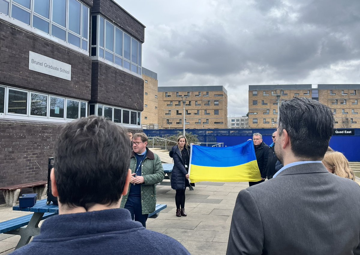 CBASS_Research's tweet photo. A gathering in support of #Ukraine took place today at @Bruneluni. Support your Ukrainian colleagues in this extremely hard and emotional time, show your solidarity and #Standwithukraine  🇺🇦🇺🇦🇺🇦 https://t.co/L6t2LKYCrj