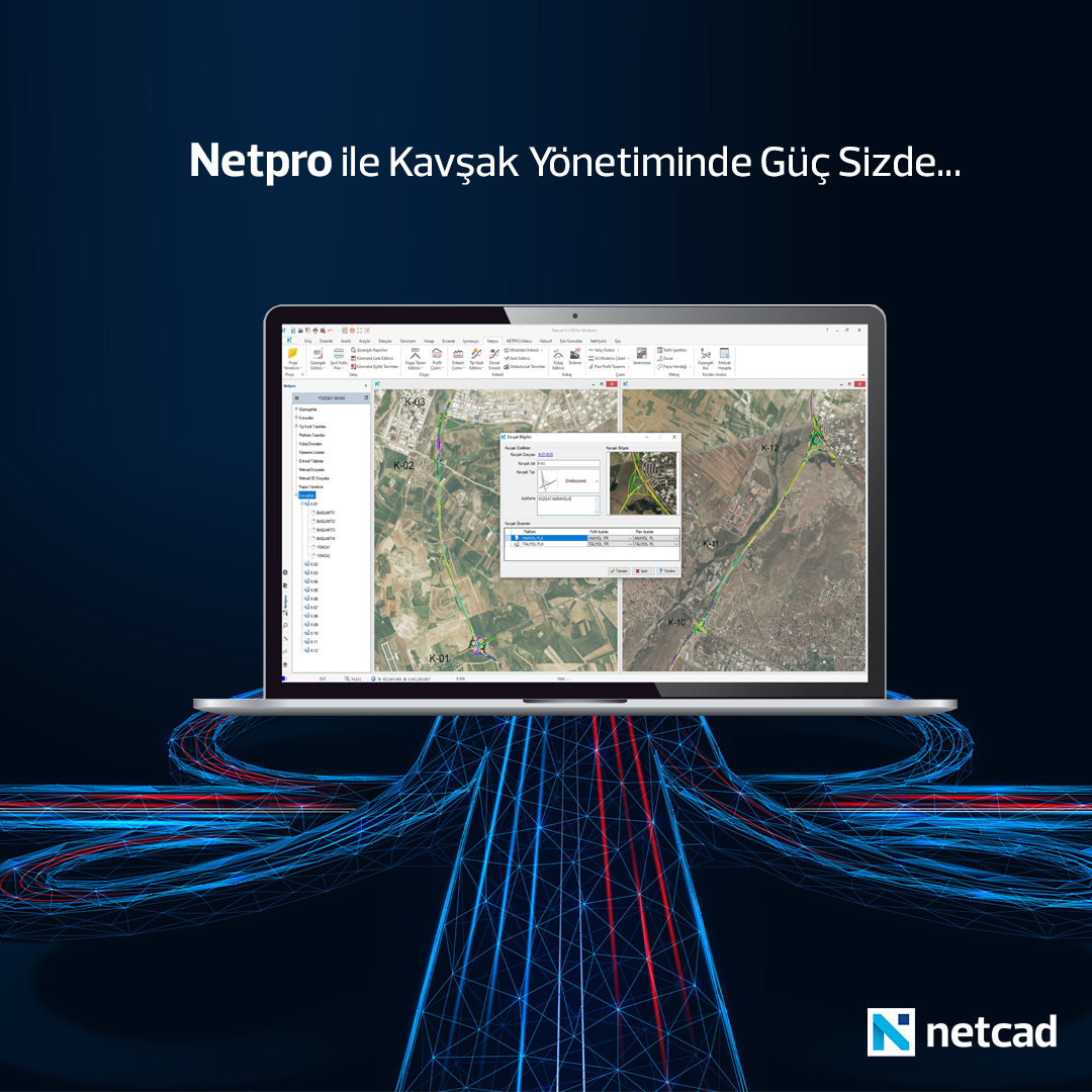 netcadim's tweet image. Netpro Proje Yönetim Menüsü içerisine alınan Kavşak Menüsü sayesinde bir otoyol projesinde bulunan tüm kavşak bölgeleri işlemlerini, anayol, taliyol çözümleri ve bağlantı güzergahları ile birlikte tek bir menü üzerinden yönetebilirsiniz.

#netcad #netpro #kavsak