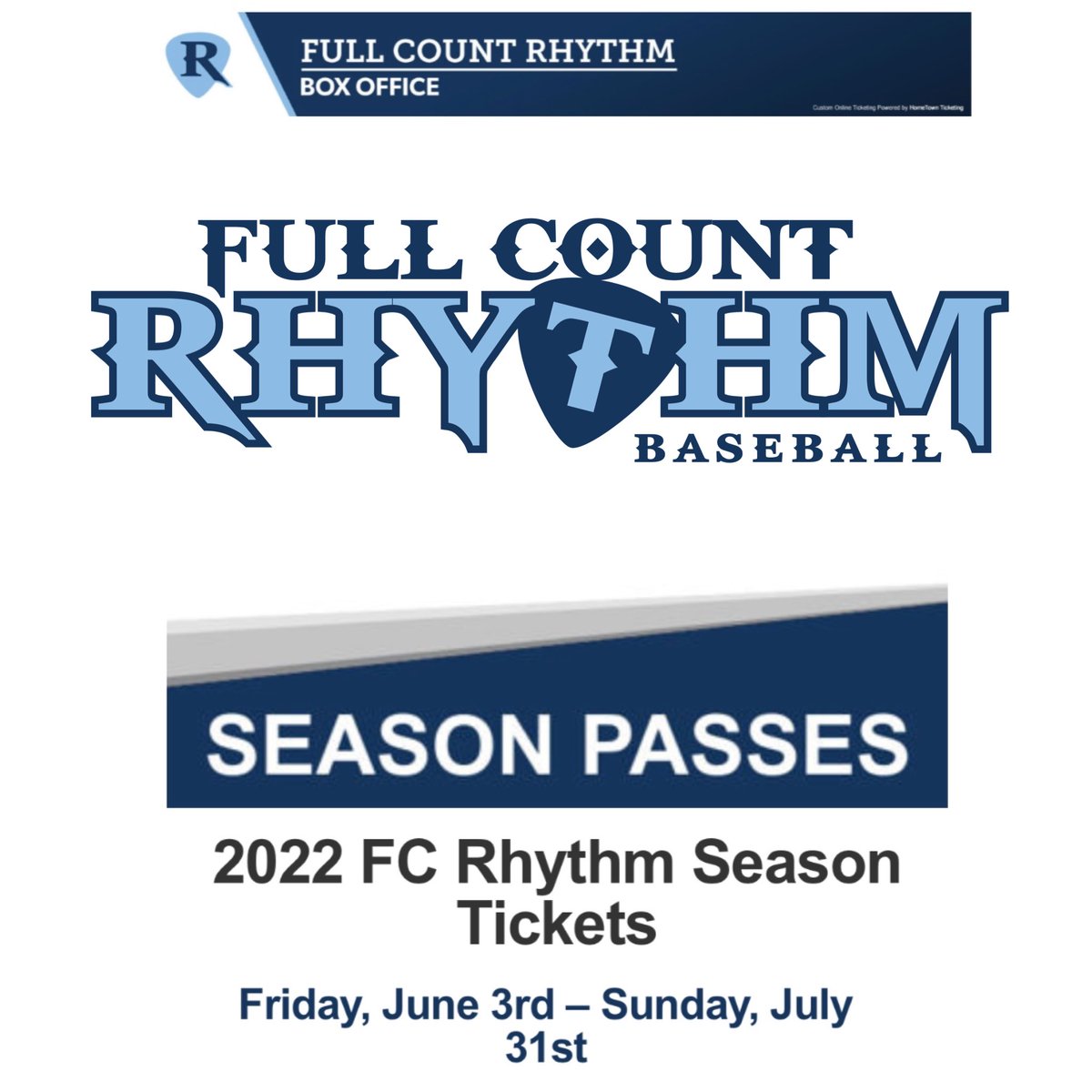 fullcountrhythm's tweet photo. 🚨LAST CHANCE 🚨
Today is the deadline for discounted season passes 🎟. 

Go to link in bio to purchase single game and family passes at 10% off. 

The 2022 Rhythm season is just around the corner and the roster is set. Be sure to get your tickets for you and the whole family. https://t.co/muTRn8MamU