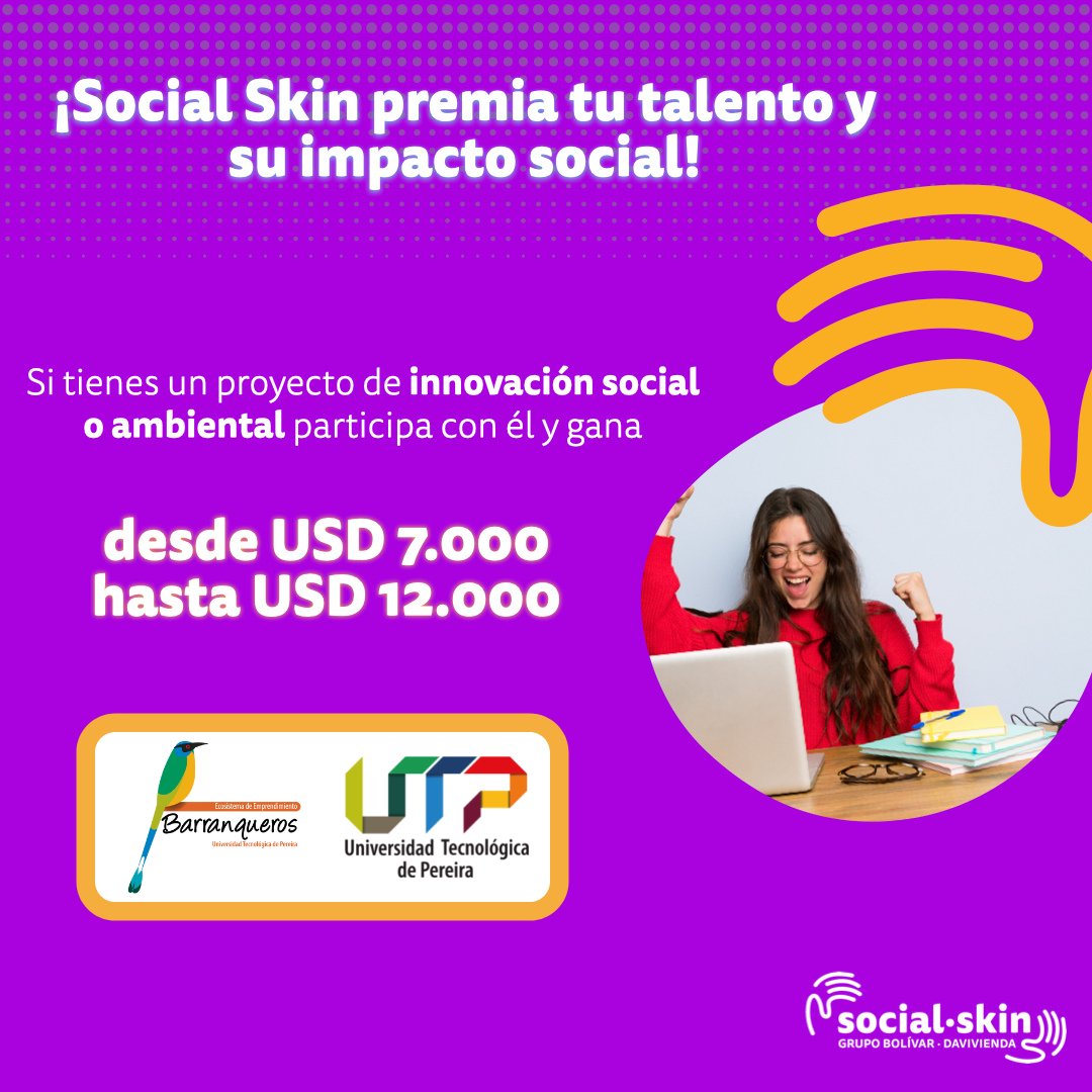 UtpViceinvest's tweet photo. #SocialSkin reconoce a los que reconocen las problemáticas sociales, si conoces un emprendimiento que esté solucionando alguna problemática cuéntale de social skin para que participe por los increíbles premios.
Ingresa a https://t.co/DerSsc0xGV y conoce más. https://t.co/KYBvTVbO94