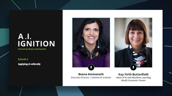 How can organizations ethically implement #AI in the #AgeofWith? @KayFButterfield of @wef breaks it down on the #AIIgnition podcast, hosted by #DeloitteAIInstitute’s @beena_ammanath. deloi.tt/34N3YHe