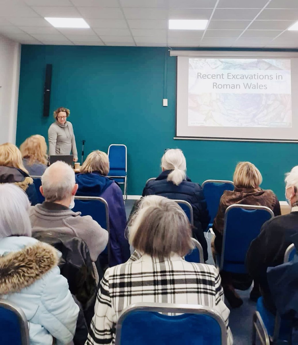 Arch_Wales's tweet photo. Our colleague Siân has been in Mold this morning delivering a talk to the Flintshire @u3a_UK about some of our more recent Roman excavations in Wales. The talk was very well attended and prompted some great discussion afterwards. Many thanks to Flintshire u3a for the invitation! https://t.co/dyugBfK3kT