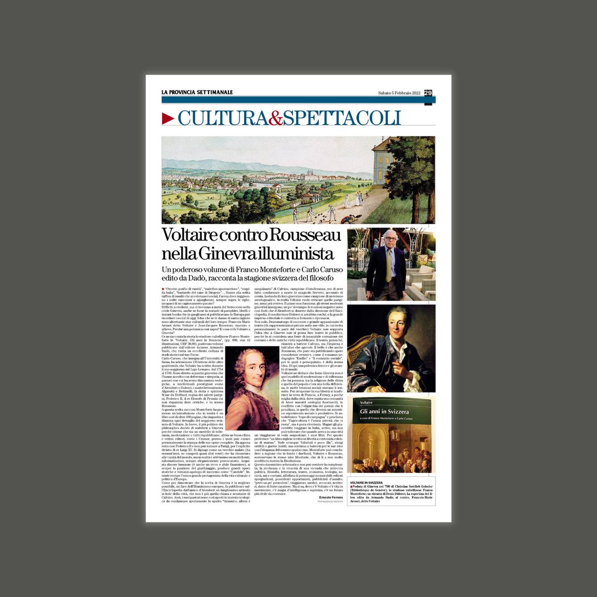 Il domenicale del Sole24ore dedica una pagina all'epistolario di Voltarie in Svizzera
➡ bit.ly/voltairesvizze…