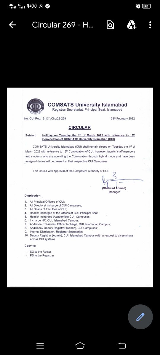 کامسیٹس کی انتظامیہ بجائے حل کی طرف آنےکے سٹوڈنٹس کی کلاسز آن لائن کر دی اور اسلام آباد کیمپس میں پہلی بار کونوکیشن کی چھٹی بھی دے دی گئی۔
#کامسیٹس_ملازمین_کو_حق_دو
<a href="/ArifAlvi/">Dr. Arif Alvi</a> <a href="/shiblifaraz/">Senator Shibli Faraz</a> <a href="/AndleebAbbas/">Andleeb Abbas</a> @_BilalKhaan <a href="/COMSATS_USWA/">USWA-CUI</a> <a href="/CuiAsa/">ASA-CUI</a> <a href="/ImranKhanPTI/">Imran Khan</a> <a href="/PresOfPakistan/">The President of Pakistan</a>