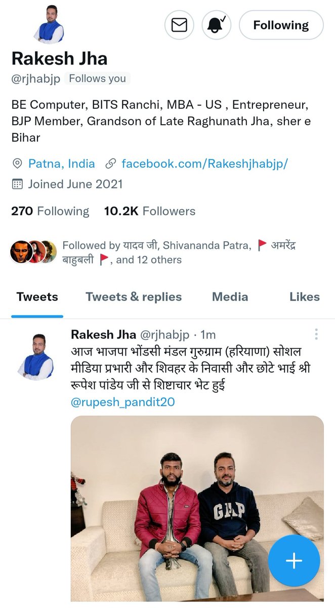 rupesh_pandit20's tweet photo. Dear Mr. @Paraga  @TwitterSupport please Have check and unsuspend this account , as Rakesh Jha Doing great For the society and humanity . 
Thanx
@rjhabjp https://t.co/hQcPr24jtZ